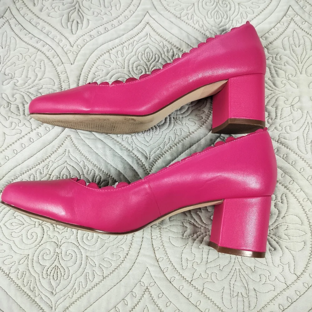 Nine West‎ Hot Pink Finnley Scallop Leather Pumps Womens Size 7.5